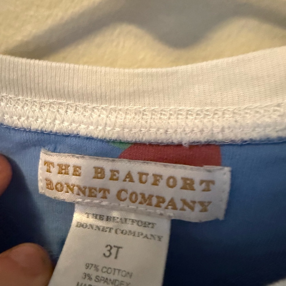 The Beaufort Bonnet Company Blue and Red Apple Print Crewneck - Picture 3 of 3